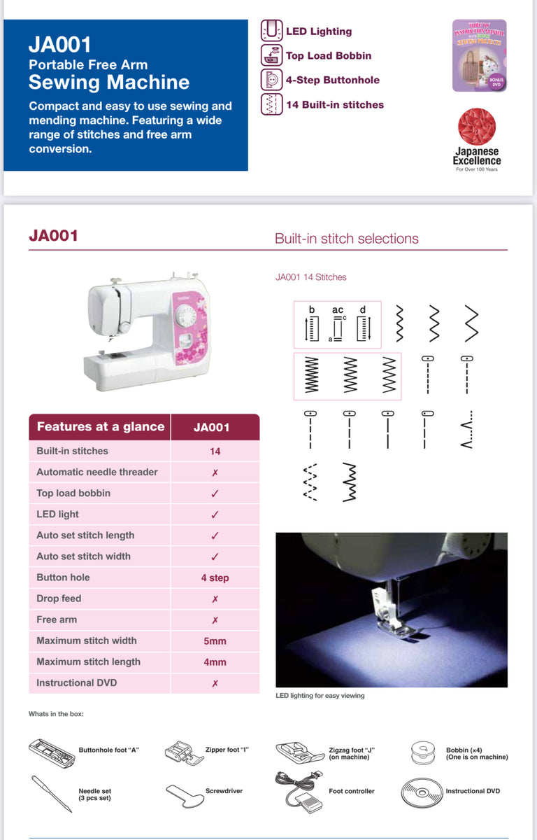 Brother Ja001 sewing machine bogsha