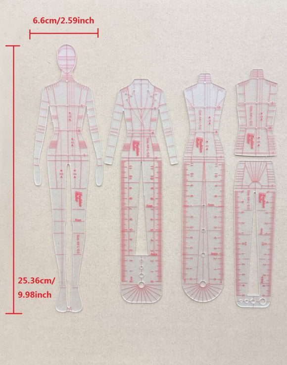 Clear plastic Fashion Design ruler