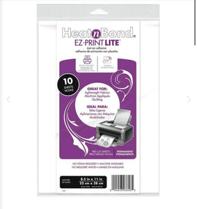 HeatnBond Lite EZ-Print Iron-On Adhesive Sheet 10 pk, 8.5 in x 11 in