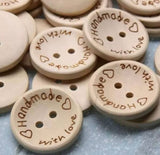 Hand made with love Wooden Buttons
